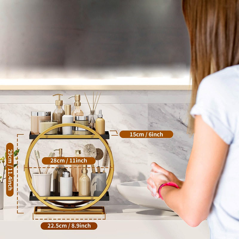 ✨ Organisateur de Luxe 2 Niveaux en Métal : Sublimez votre Comptoir !