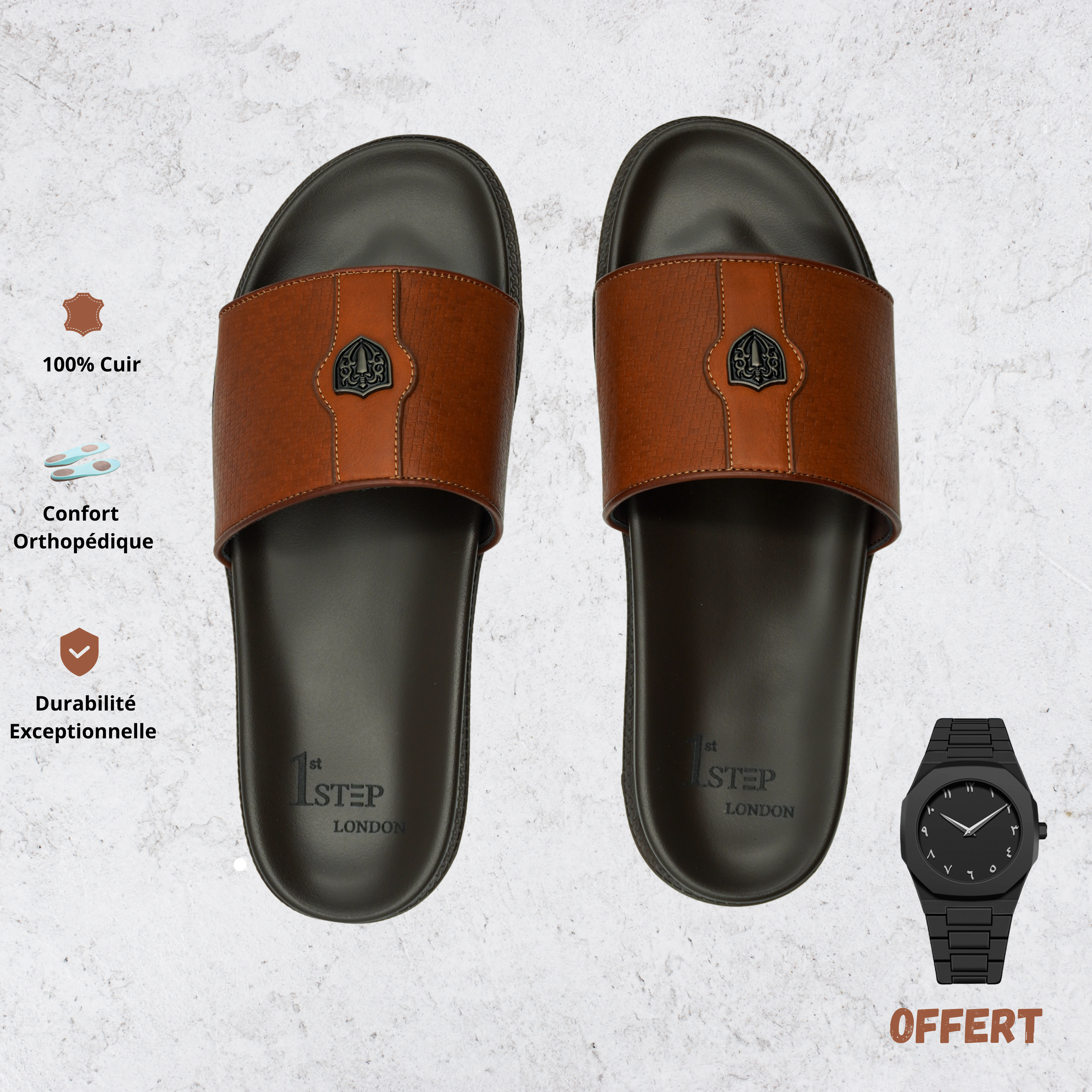 Chaussures Premium orthopédiques en cuir ADL123 BROWN