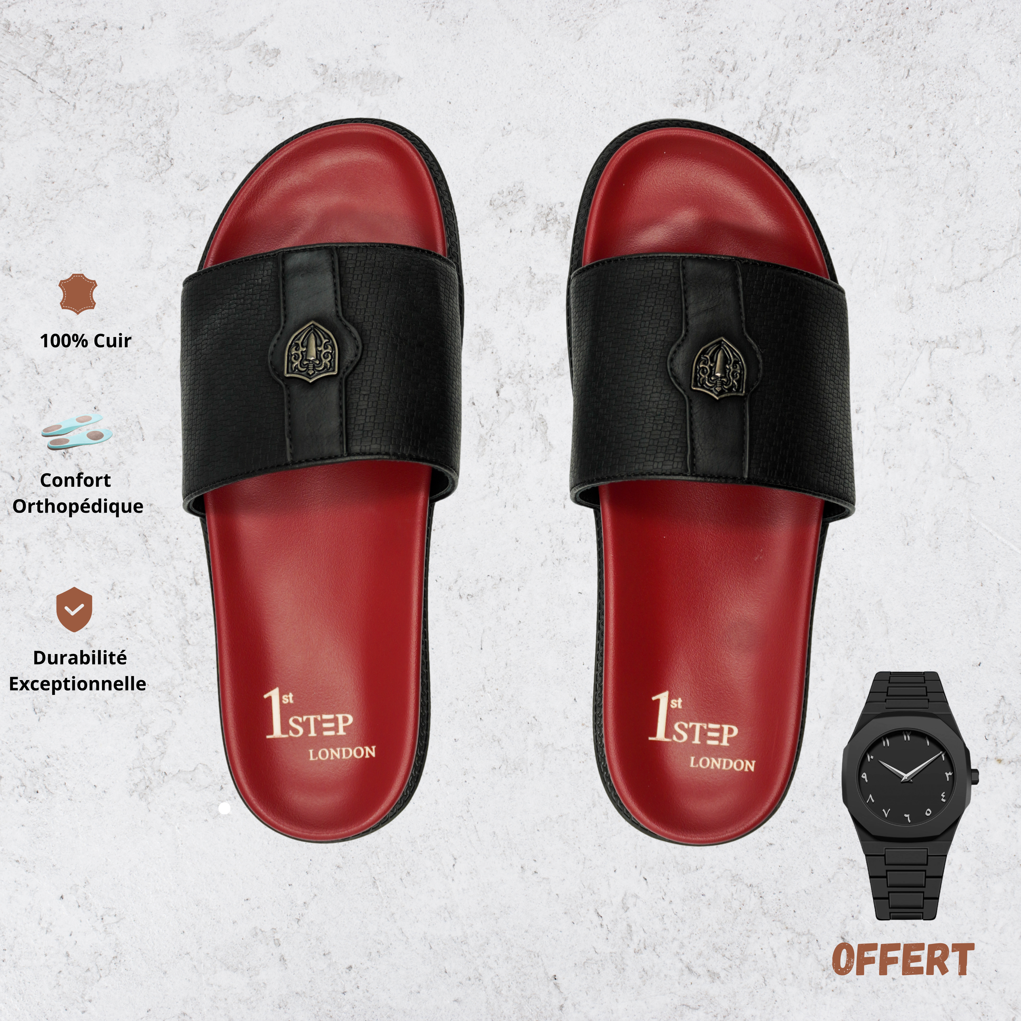 Chaussures Premium orthopédiques en cuir ADL123 ROUGE