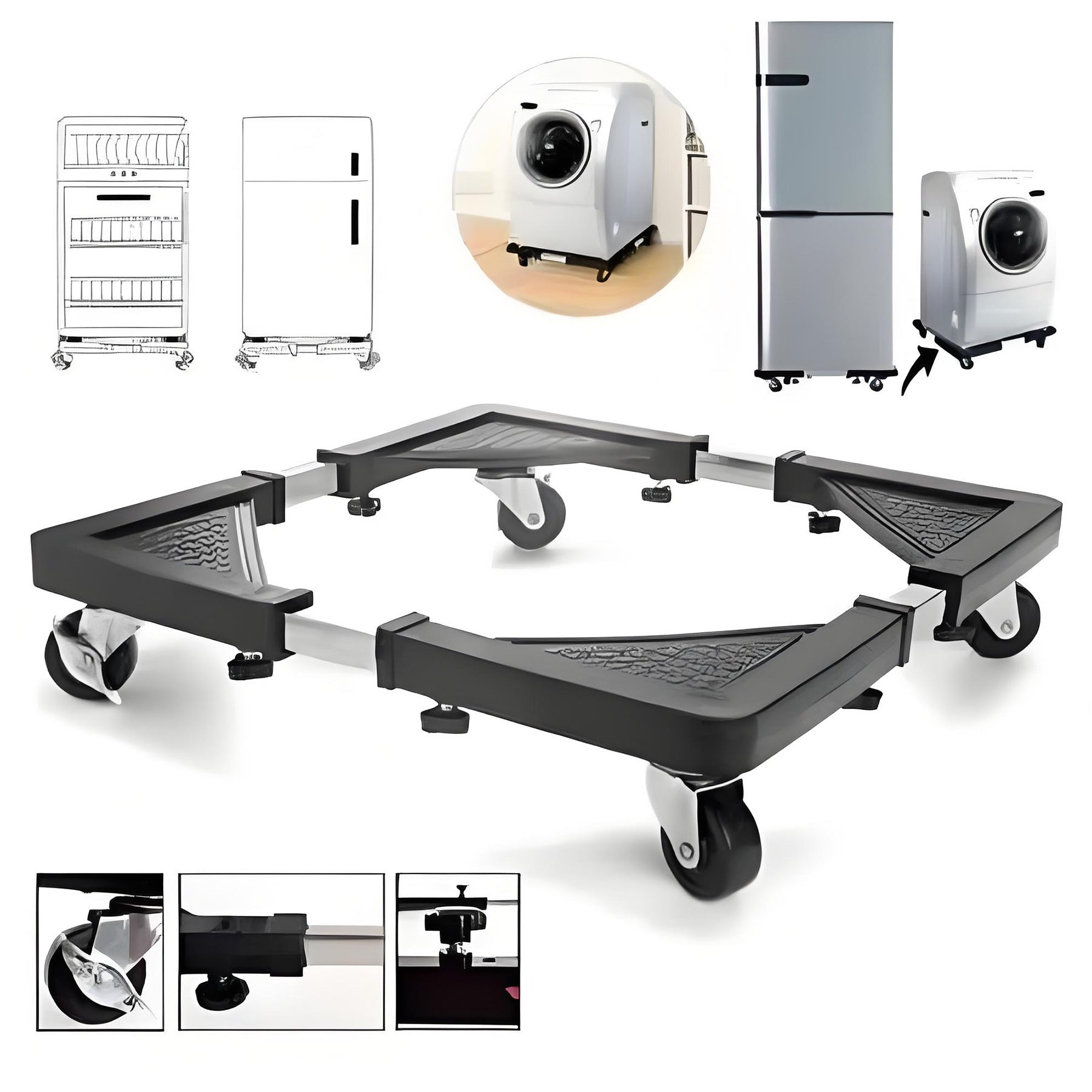 🧊🧺 Socle Universel à Roulettes (138kg) : Déplacez et Protégez vos Appareils sans Effort !