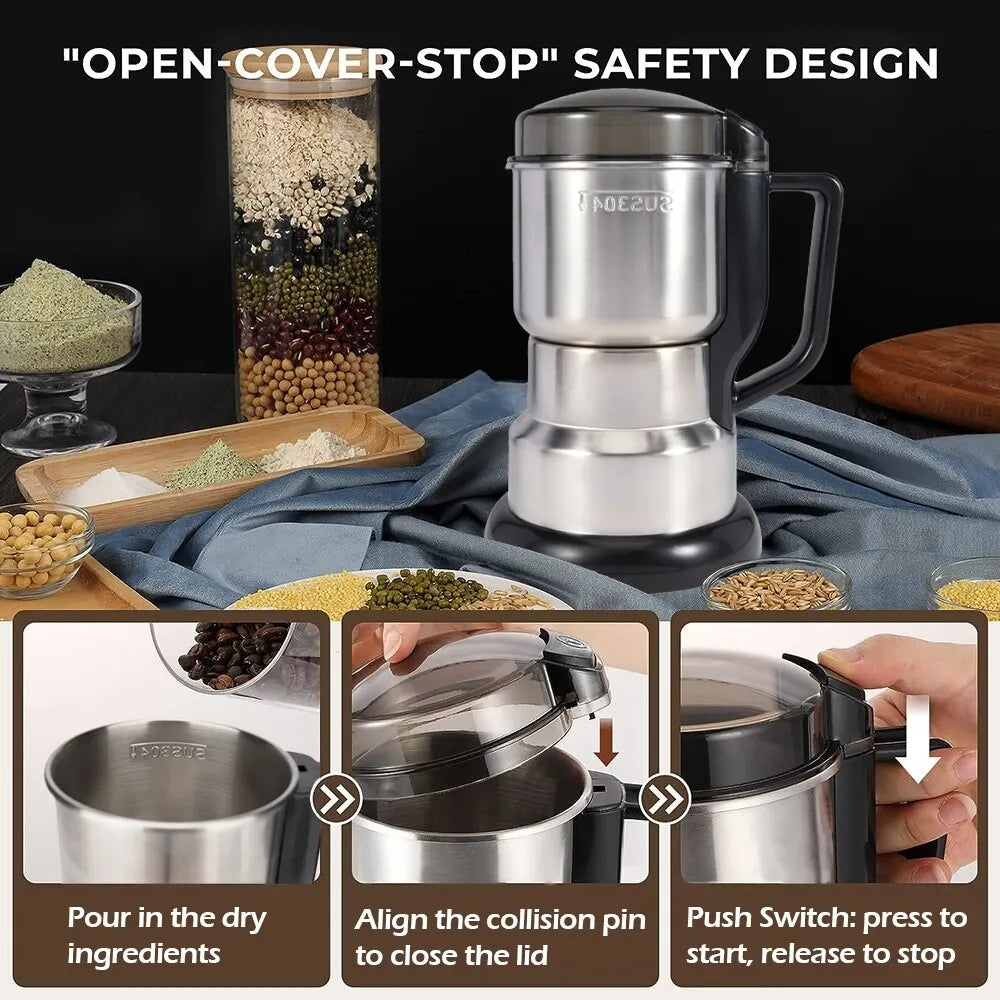 ☕ Moulin Électrique Haute Puissance : Broyez Café, Épices et Céréales en quelques secondes !
