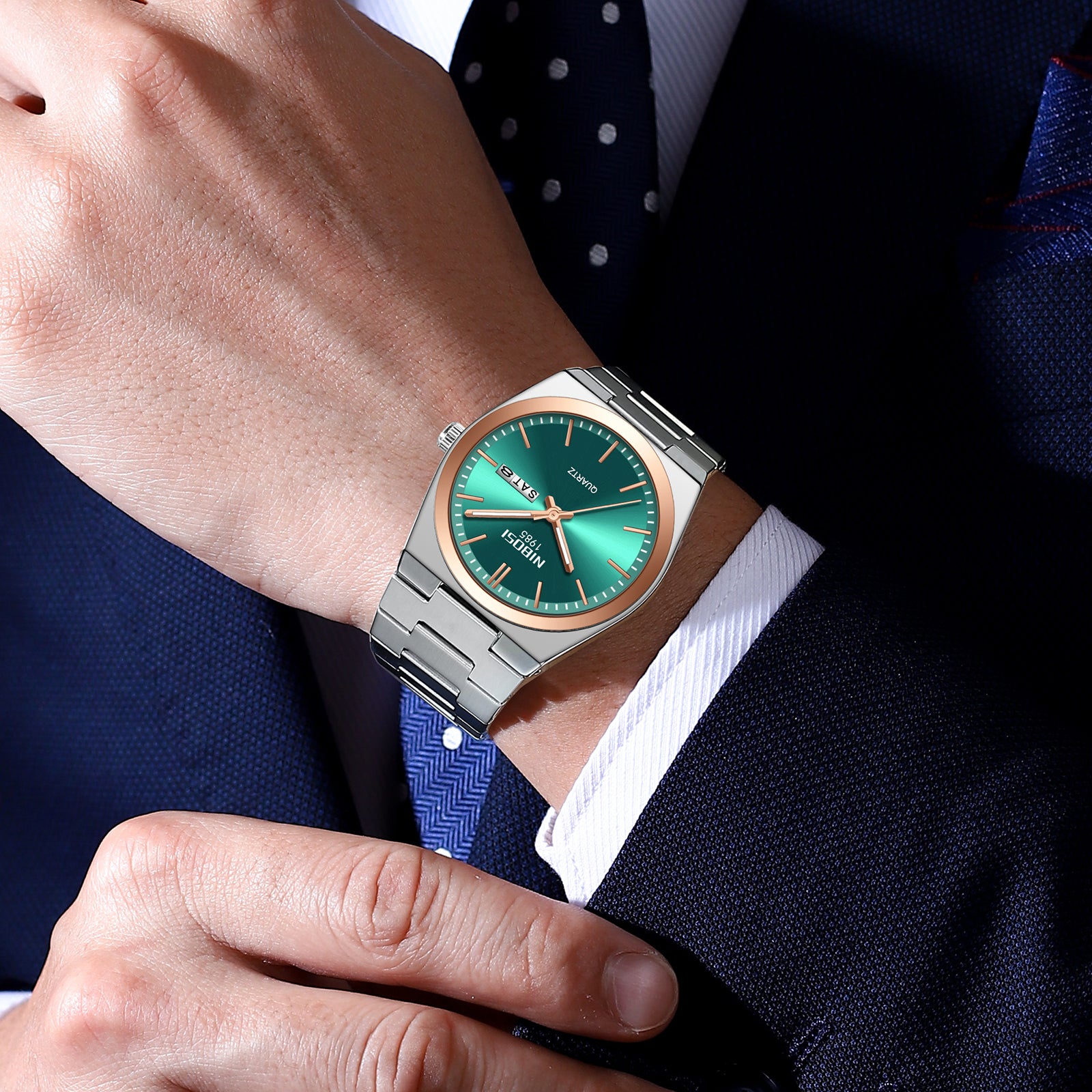 Montre de Luxe – Acier Inoxydable, Lumineuse & Waterproof