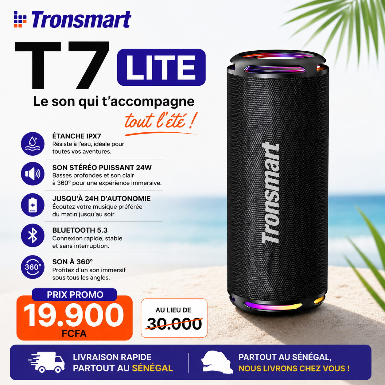 Tronsmart T7 Lite Enceinte Bluetooth Portable D’extérieur Original