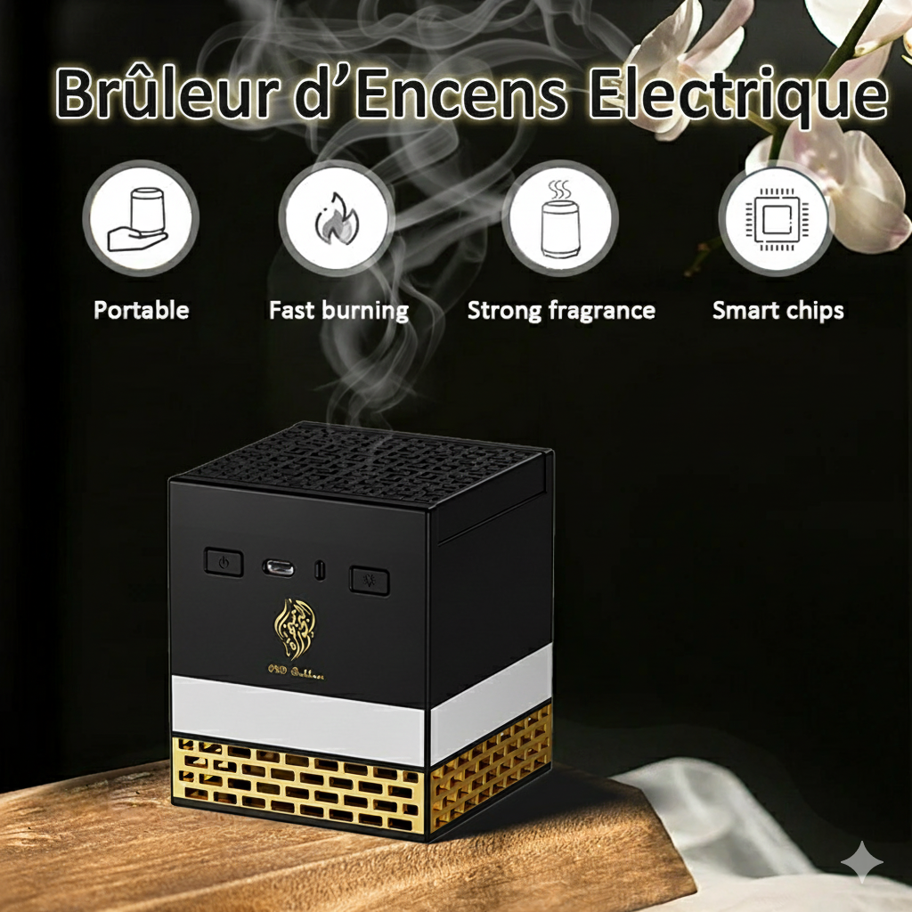 Mubkhar Kaaba 2-en-1 : Veilleuse Coranique & Brûleur d'Encens de Luxe