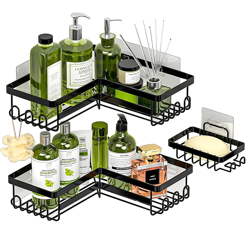 Set de 3 Étagères de Douche Adhésifs : Fixation Ultra-Forte sans Clous !