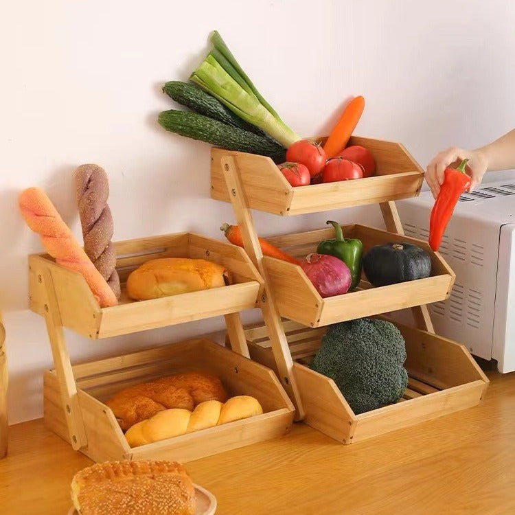 🧺 Panier à Fruits 3 Niveaux en Bambou : L'Élégance Naturelle pour votre Cuisine !
