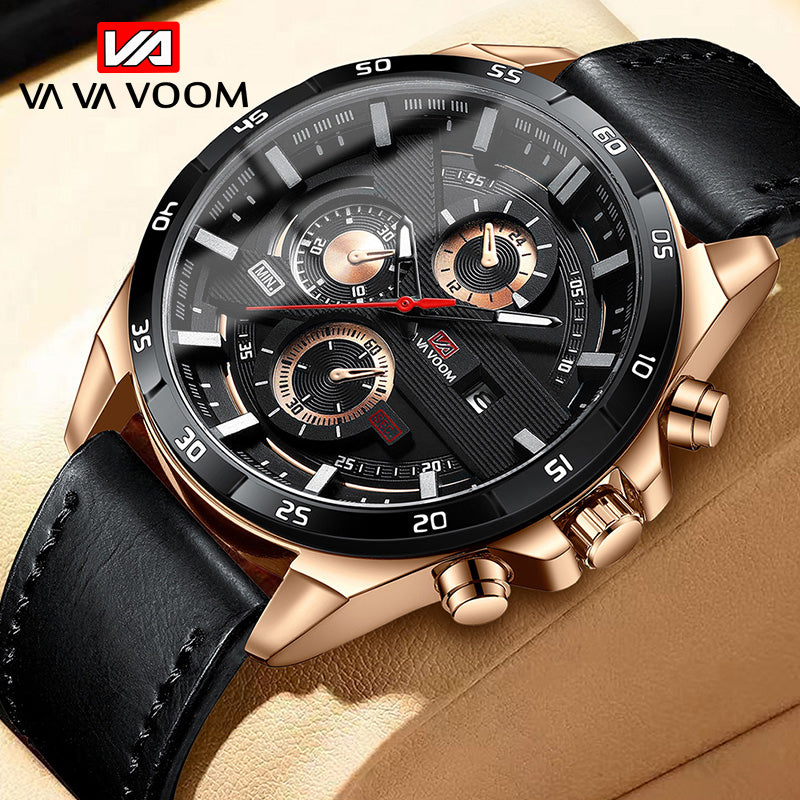 Montre Homme Sport-Business : L'Équilibre Parfait entre Cuir Véritable et Performance Quartz