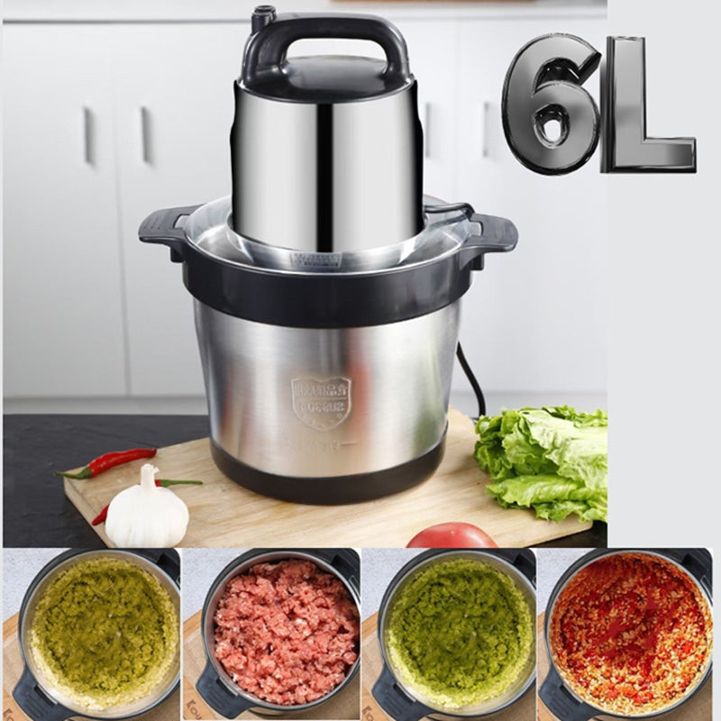 🥩 Hachoir & Mixeur Pro 6L Inox : La Puissance 3-en-1 (Secteur, USB & Piles)