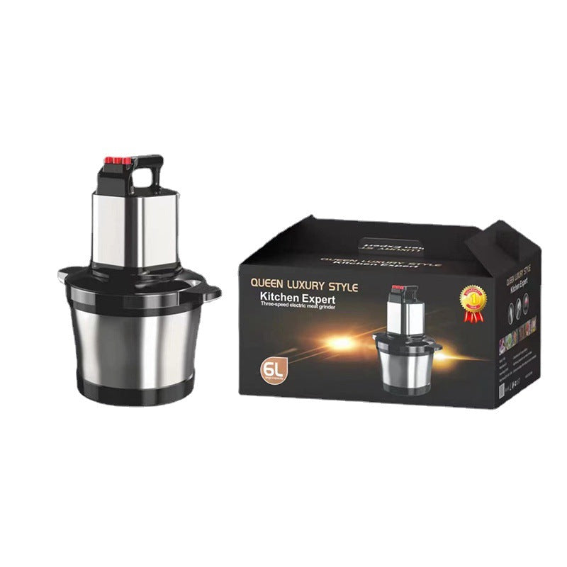 🥩 Hachoir & Mixeur Pro 6L Inox : La Puissance 3-en-1 (Secteur, USB & Piles)