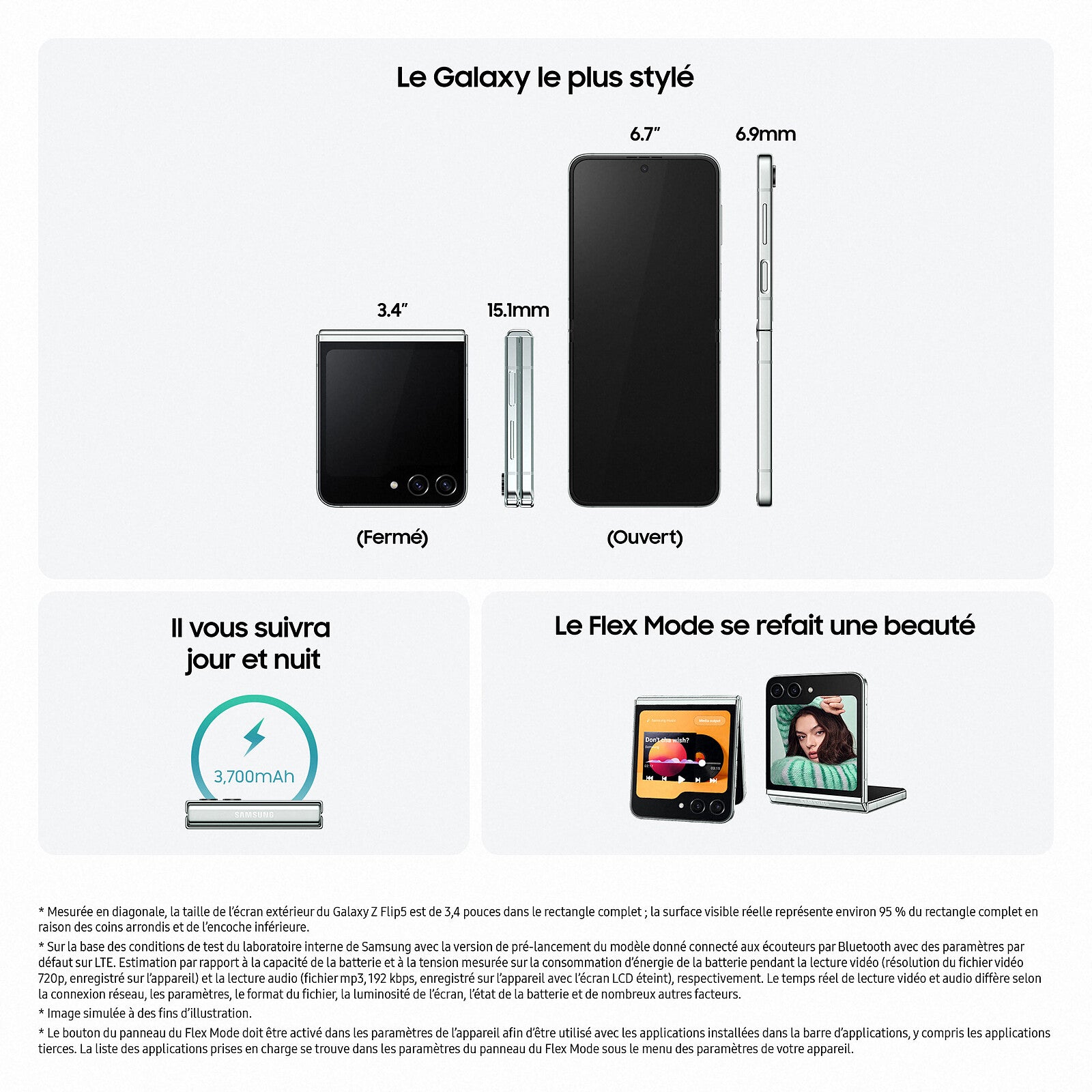 Samsung Galaxy Zflip5 - Memoire 512GB - Ram 8GB - Garantie 12 mois