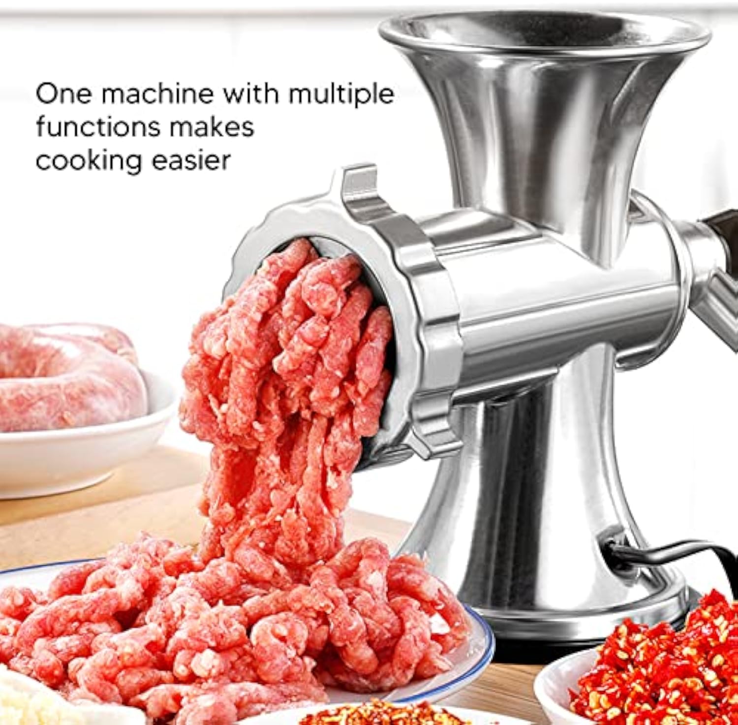 🥩 Hachoir 2-en-1 "YS Kitchen" : Préparez votre Viande Hachée et vos Saucisses à la Maison !