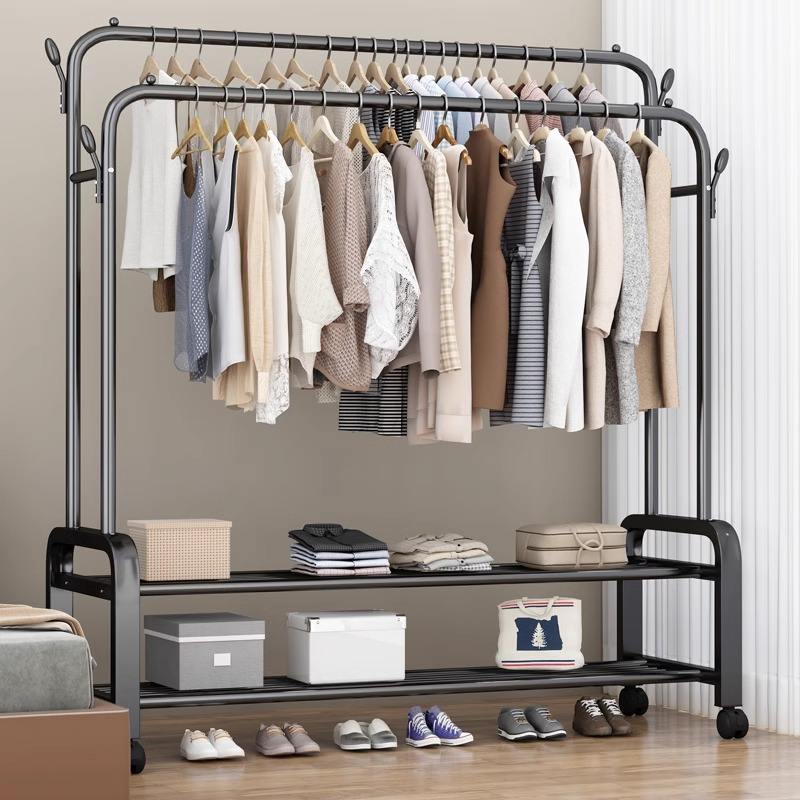 👗 Portant à Vêtements Double Tringle : L’Armoire Mobile Haute Capacité pour votre Maison !