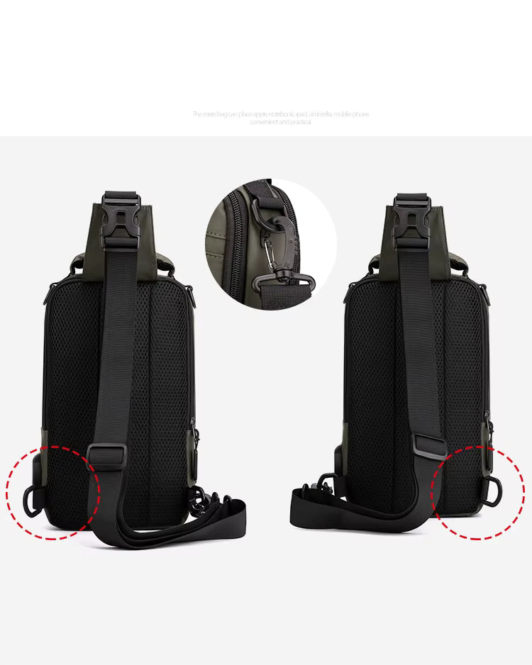 Sac à Bandoulière Multifonction Homme 2026 – Charge USB Intégrée, Nylon Imperméable, Sac à Dos & Sac Banane