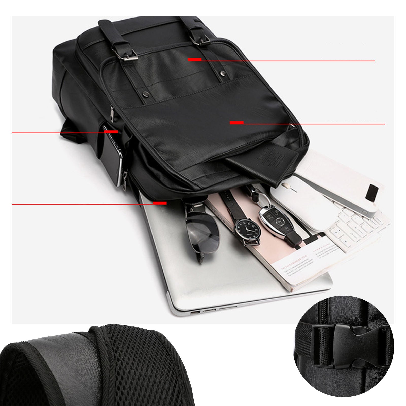 SAC A DOS PREMIUM EN CUIR NOIR